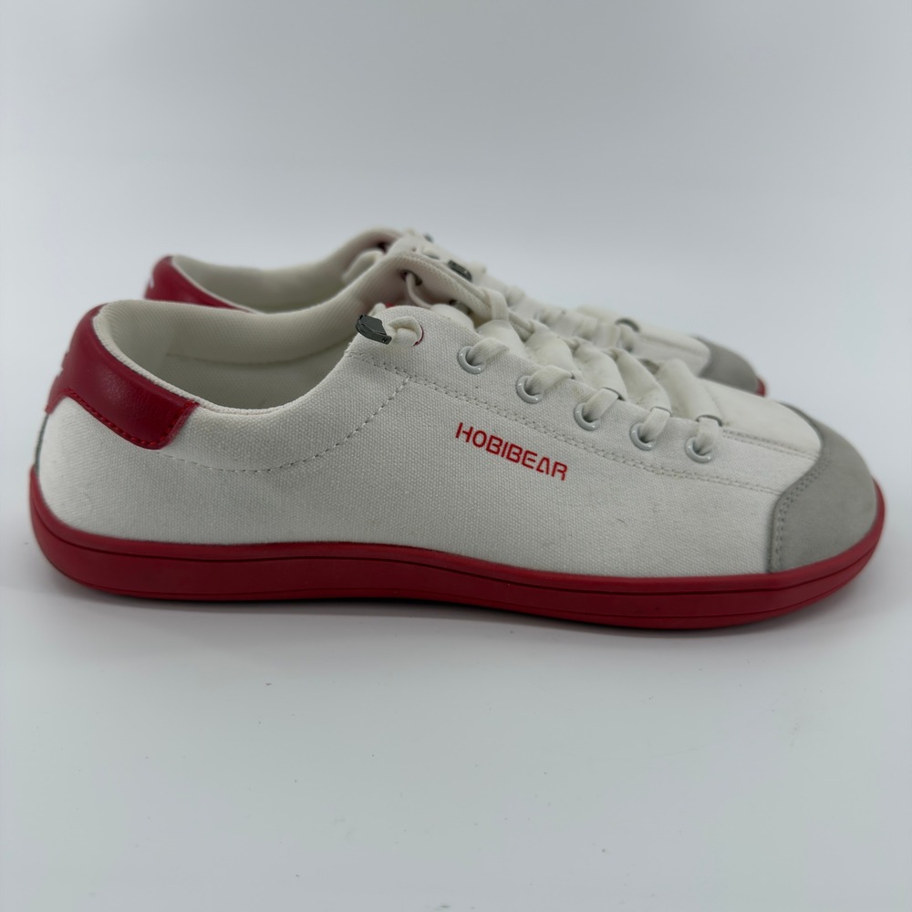 Hobibear Barefoot‎ Shoes Mens 42 White Red Canvas Minimalist Wide Toe Sneakers